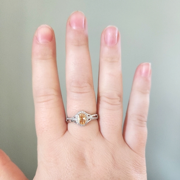 NWT Ryze Peach Moscato & White CZ .925 Sterling Silver Ring - Size 9.75 - Picture 7 of 9